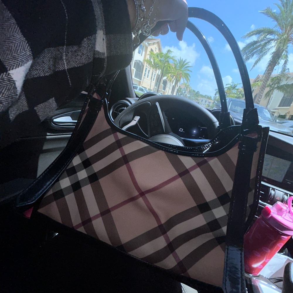 Plaid Designer Handbag - Black and Tan